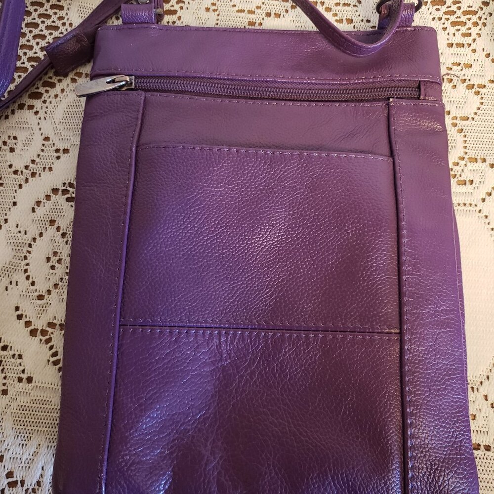 Purple Leather  Crossbody Bag